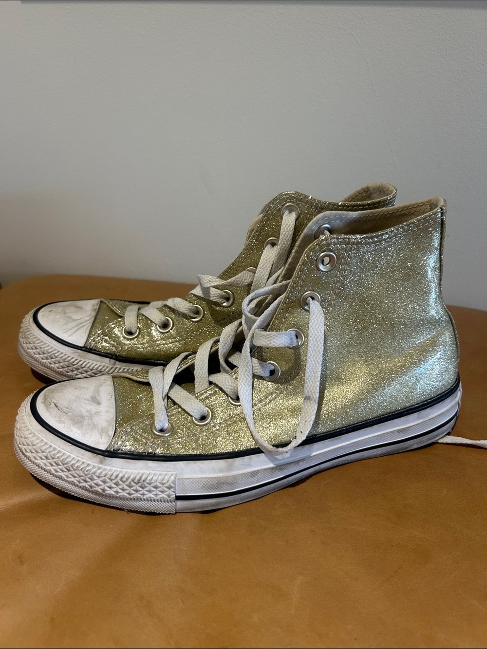 Converse Kids Gold Glitter High-Top Sneakers